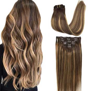 Hair-Extensions-Clip-in-Human-Hair-Ombre-Chocolate-Brown-to-Caramel-Blonde
