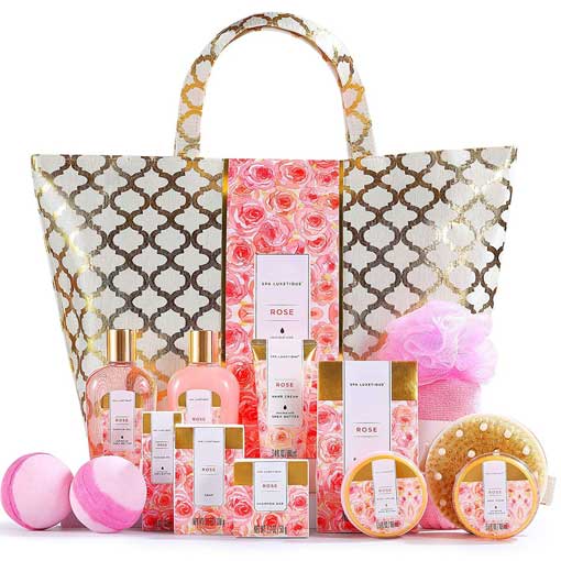Spa-Luxetique-Spa-Gift-Basket,-Bath-and-Body-Spa-Gift-Set-for-Women,-Luxury-Rose